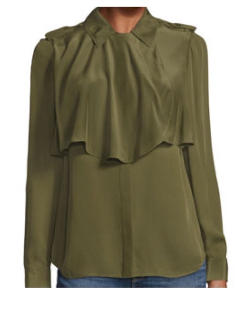 FRAME Mixed Military Silk Button Down Blouse Top Medium NWT